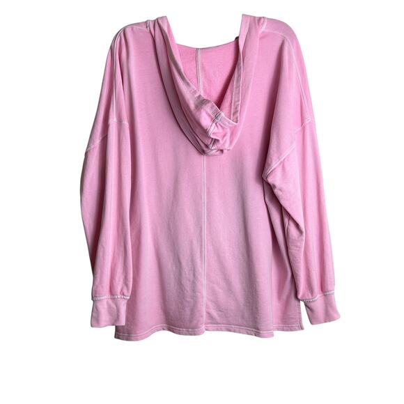 Old Navy Large Pink Terry Hoodie Beach Top V-neck - Picture 6 of 7